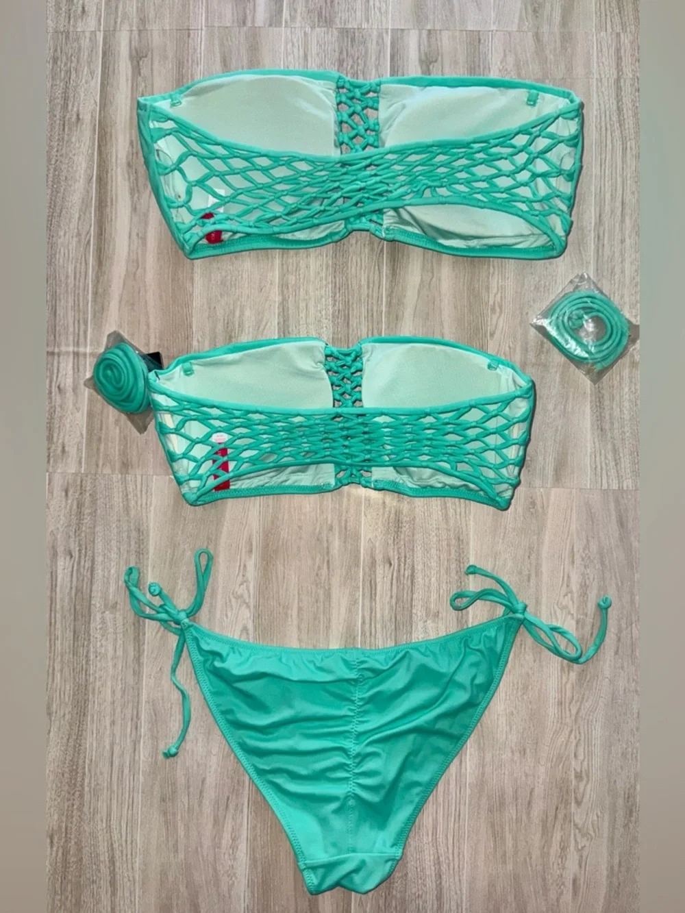 VS Mint Green Bandeau Lace-Up Bikini ➕ FREE addition top! (size S/M/L) - Picture 16 of 16